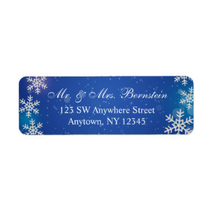 Étiquette Bright Snowflakes Blue Winter Return Adresse