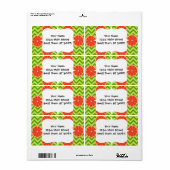 Étiquette Bright Summer Citrus Grapefruits sur Green Chevron (Feuille entière)