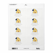 Étiquette Bright Yellow Navy Boho Floral Rainbow Adresse (Feuille entière)