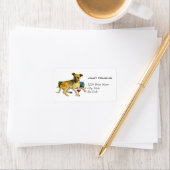 Étiquette Brindle Chien Profitant De La Peinture D'Aquarelle (En situation)