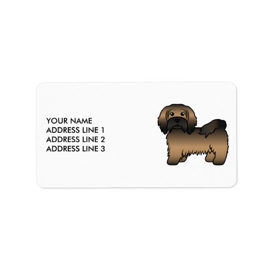 Étiquette Brindle Havanais mignon dessin animé chien et text (Devant)