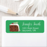 Étiquette British Christmas Cake Slice Festive Gastronomie d<br><div class="desc">Le design sur le thème du Royaume-Uni est l'illustration originale d'une délicieuse tranche de gâteau de Noël britannique,  surmontée de feuilles saints et de baies. Idéal pour fêter la période festive ! Personnalisez simplement vos informations.</div>