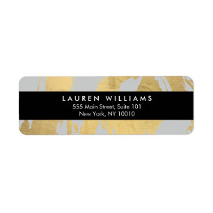 Étiquette Brochures Abstraites Faux Gold Foil sur Grey
