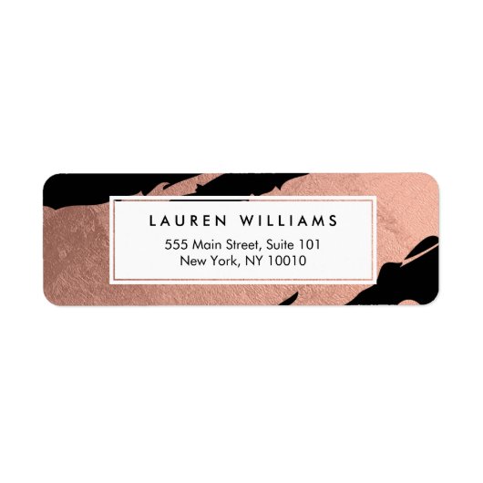 Étiquette Brochures or Rose Abstrait sur noir (Devant)