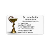 Étiquette Bronze Snake Bowl Hygieia White Caduceus Médicale (Devant)