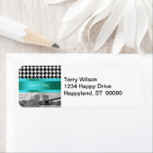 Étiquette Brooklyn Bridge Blk Wht Houndstooth Adresse de ret (En situation)