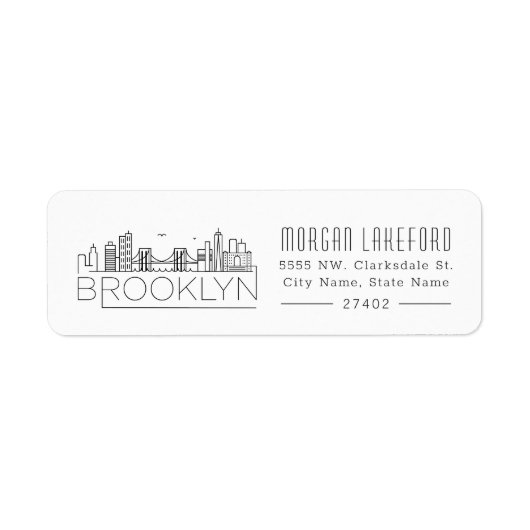 Étiquette Brooklyn Stylisé Skyline | (Devant)
