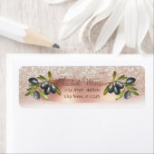 Étiquette Brosse rose or, Branche d'olivier, Parties scintil (En situation)