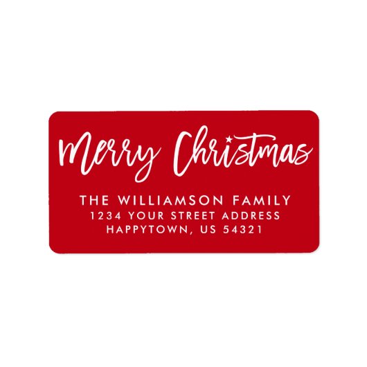 Étiquette Brosse Script Star Joyeux Noël Famille (Devant)