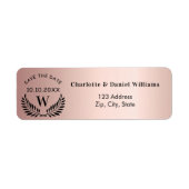 Étiquette Broussage en or rose enregistrer la date retour ad (Devant)