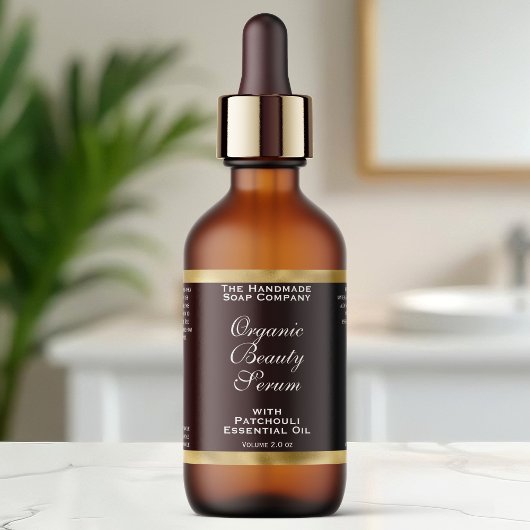 Étiquette Brown and Gold Cosmetics Dropper Bottle Label