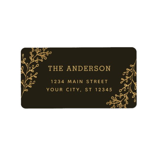 Étiquette Brown Berry Sprig Adresse de remplissage (Devant)