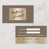 Étiquette Brown chic de cuir et d'or de la carte | (Devant / Derrière)