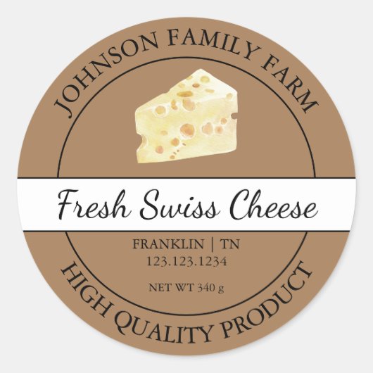 Étiquette Brown de fromage suisse frais de ferme (Devant)