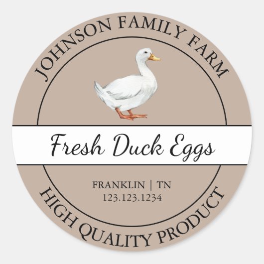 Étiquette Brown de l'oeuf de canard frais de ferme (Devant)