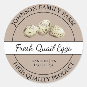 Étiquette Brown d'oeufs de caille frais de ferme