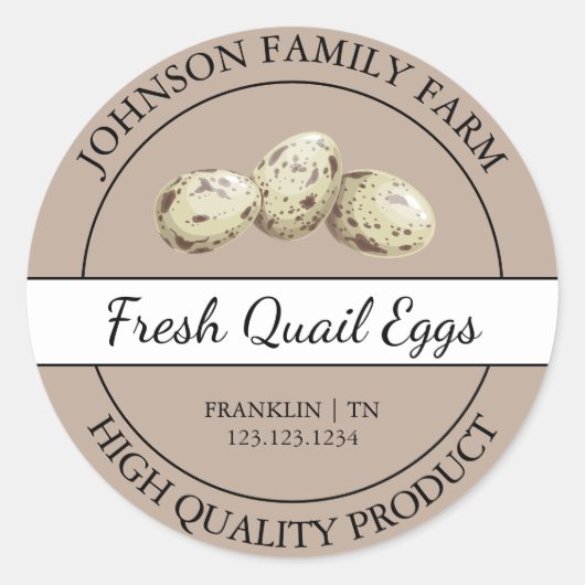 Étiquette Brown d'oeufs de caille frais de ferme (Devant)