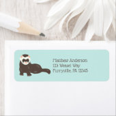 Étiquette Brown Ferret Mint Green Adresse de retour (En situation)