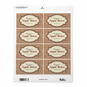 Étiquette Brown Floral Beurre Jam Étiquettes, Personnalisé (Feuille entière)