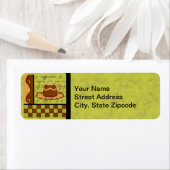 Étiquette Brown Gold Green Checkerboard Coffee Cup Art (En situation)