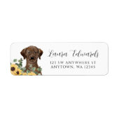 Étiquette Brown Labrador Sunflower Eucalyptus Adresse de ret (Devant)