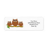 Étiquette Brown Owls Design Return Address (Devant)