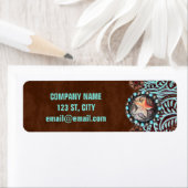 Étiquette brun turquoise western pays à outils cuir (En situation)