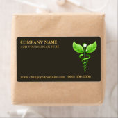 Étiquette Brun vert de symbole de caducée de médecine douce (En situation)