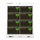 Étiquette Brun vert de symbole de caducée de médecine douce (Feuille entière)