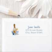 Étiquette BRUNCH & BUBBLY Mariage Floral Blue (En situation)