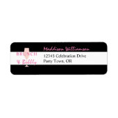 Étiquette Brunch et Bubbly Adresse de retour noir et blanc (Devant)