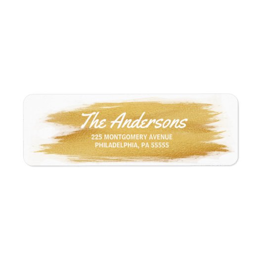 Étiquette Brush Gold de Noël Adresse de retour (Devant)