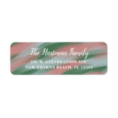 Étiquette Brush Strokes Green Mauve Adresse de retour (Devant)