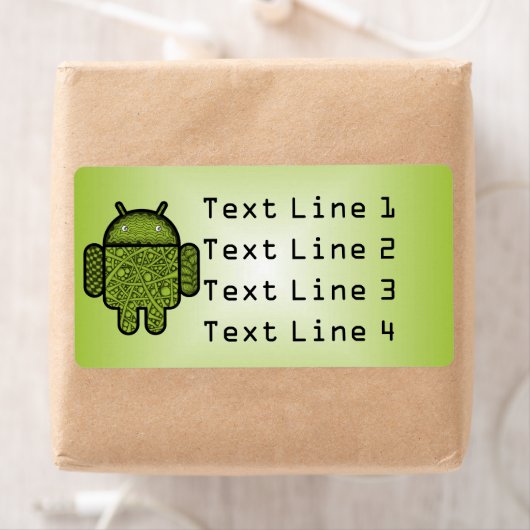 Étiquette Bubbles Doodle Character pour le robot Android™ (En situation)