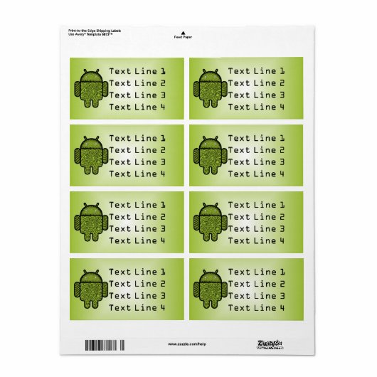 Étiquette Bubbles Doodle Character pour le robot Android™ (Feuille entière)