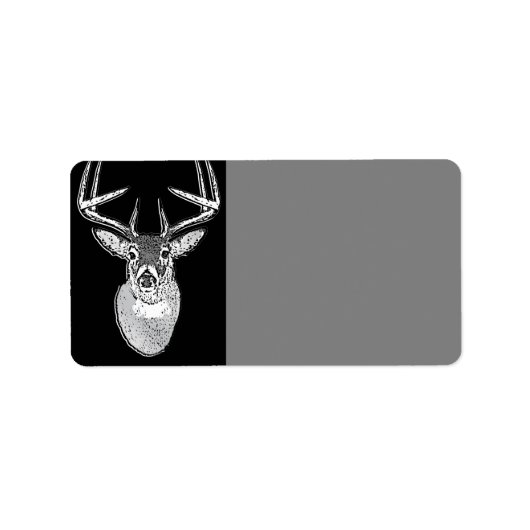 Étiquette Buck sur noir design White Tail Deer (Devant)