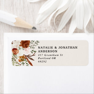 Étiquette Budget élégant mariage floral en terre cuite noire