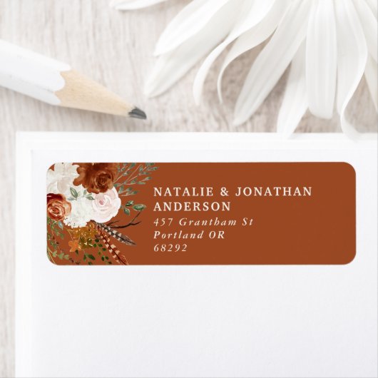 Étiquette Budget élégant vert et mariage à fleurs en terre c (En situation)