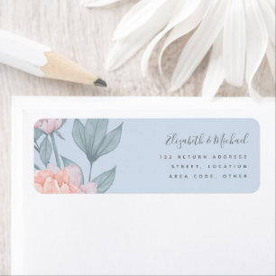 Étiquette Budget Pêcher Floral Dusty Blue Sage Mariage feuil