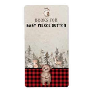 Étiquette Buffalo Plaid Woodland Books for baby