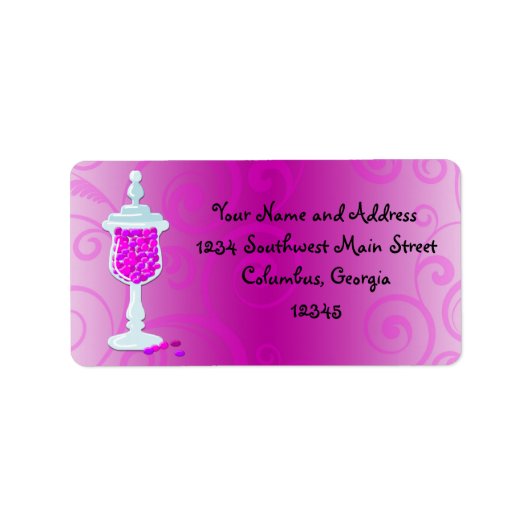 Étiquette Buffet de bonbons fuchsia rose chaud (Devant)