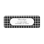 Étiquette Buffle gris noir Plaid Holiday Adresse de retour (Devant)