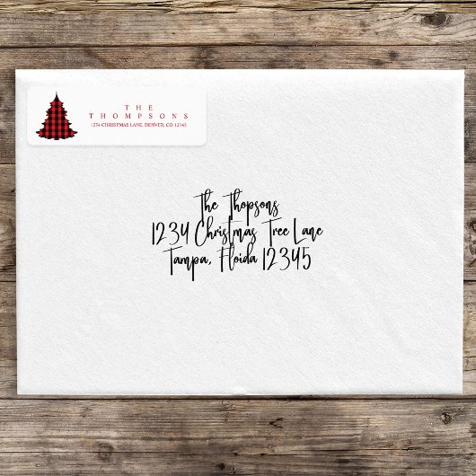 Étiquette Buffle mou de Noël Plaid Simple