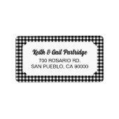 Étiquette Buffle noir et blanc rustique Plaid personnalisé (Devant)