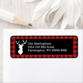 Étiquette Buffle noir et rouge avec Silouette de cerf (En situation)