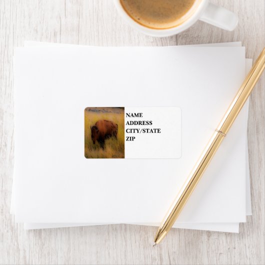 Étiquette 'Buffle sud-ouest de la prairie' (En situation)