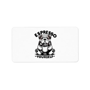 Étiquette Bulldog au café chaud espresso