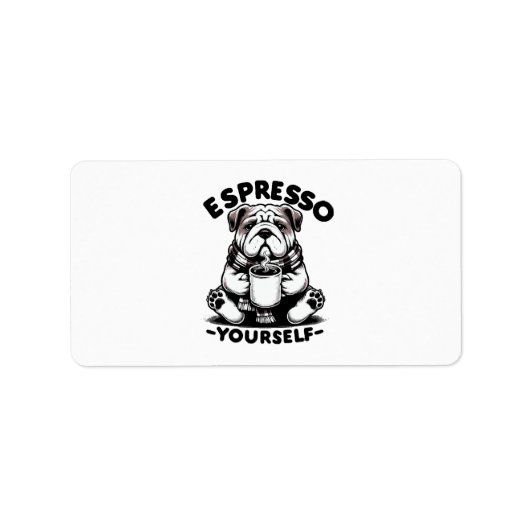 Étiquette Bulldog au café chaud espresso (Devant)