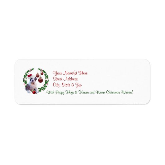 Étiquette Bulldog Christmas Wings Retourner l'adresse Label  (Devant)