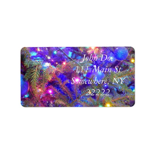 Étiquette Bulles de Noël en bleu (Devant)